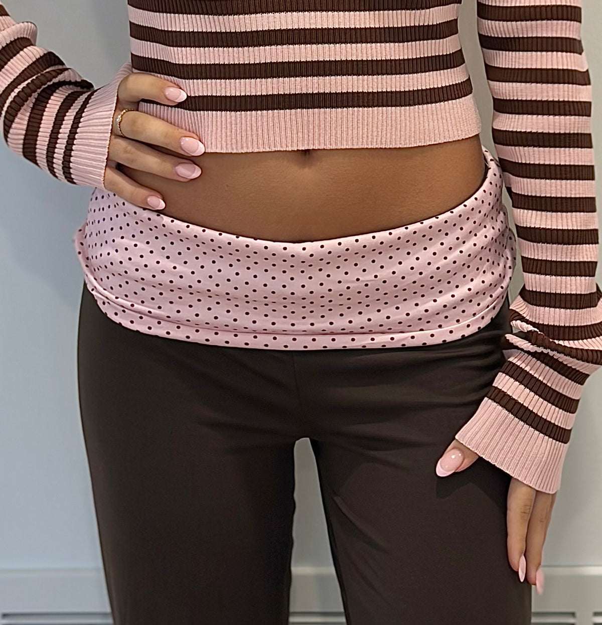 Mocha Polka Dot Foldover Leggings