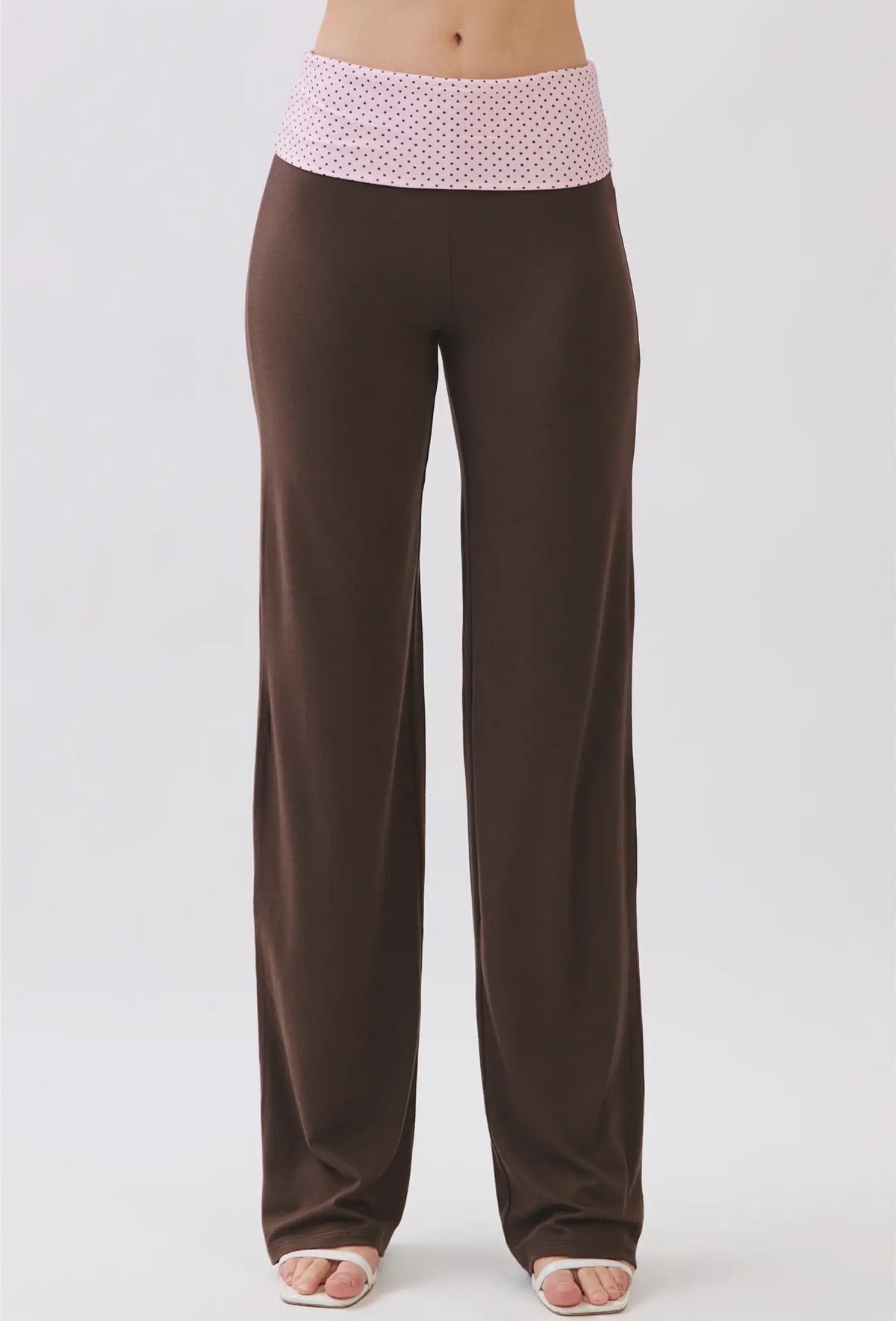 Mocha Polka Dot Foldover Leggings