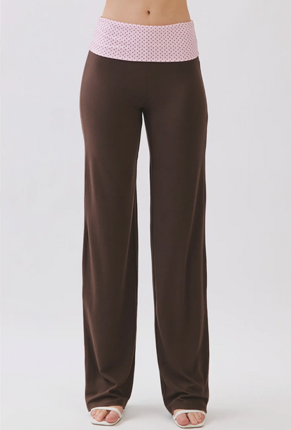 Mocha Polka Dot Foldover Leggings