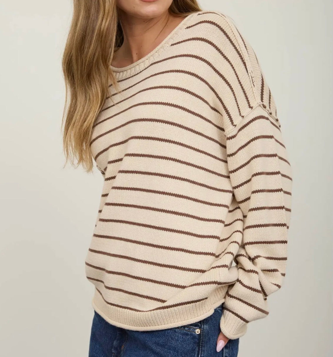 Cozy Mocha Striped Sweater